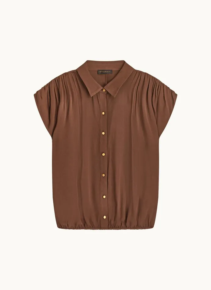 Women Donna Karan Sweaters And Tops ELASTIC HEM BLOUSE Canyon
