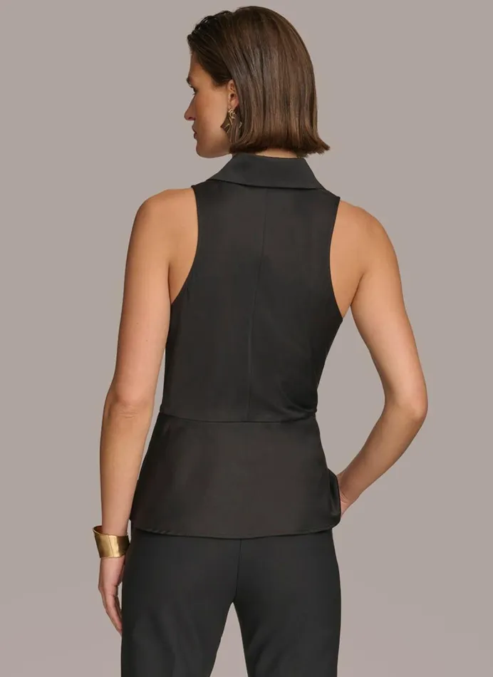 Women Donna Karan Sweaters And Tops GOLD HARDWARE KNOT TOP Black