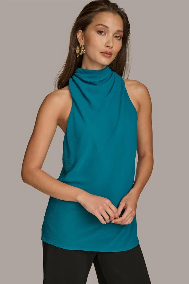 Women Donna Karan Sweaters And Tops HIGH COWL NECK TOP Green