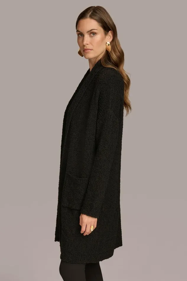 Women Donna Karan Sweaters And Tops LONG OPENFRONT CARDIGAN Black