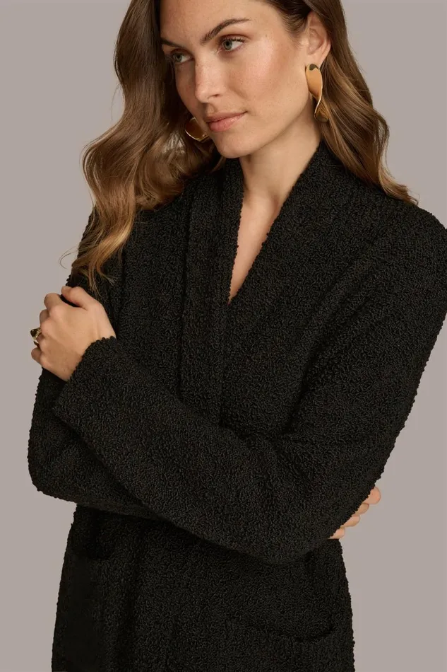 Women Donna Karan Sweaters And Tops LONG OPENFRONT CARDIGAN Black