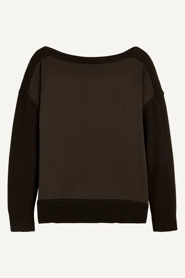Women Donna Karan Sweaters And Tops MIXED STITCH BOATNECK SWEATER Black