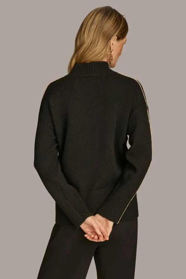 Women Donna Karan Sweaters And Tops MOCK NECK SWEATER Black