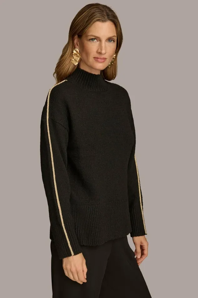 Women Donna Karan Sweaters And Tops MOCK NECK SWEATER Black