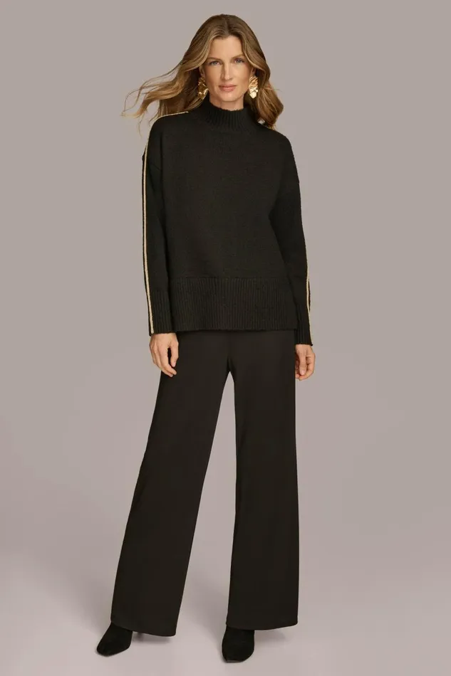 Women Donna Karan Sweaters And Tops MOCK NECK SWEATER Black