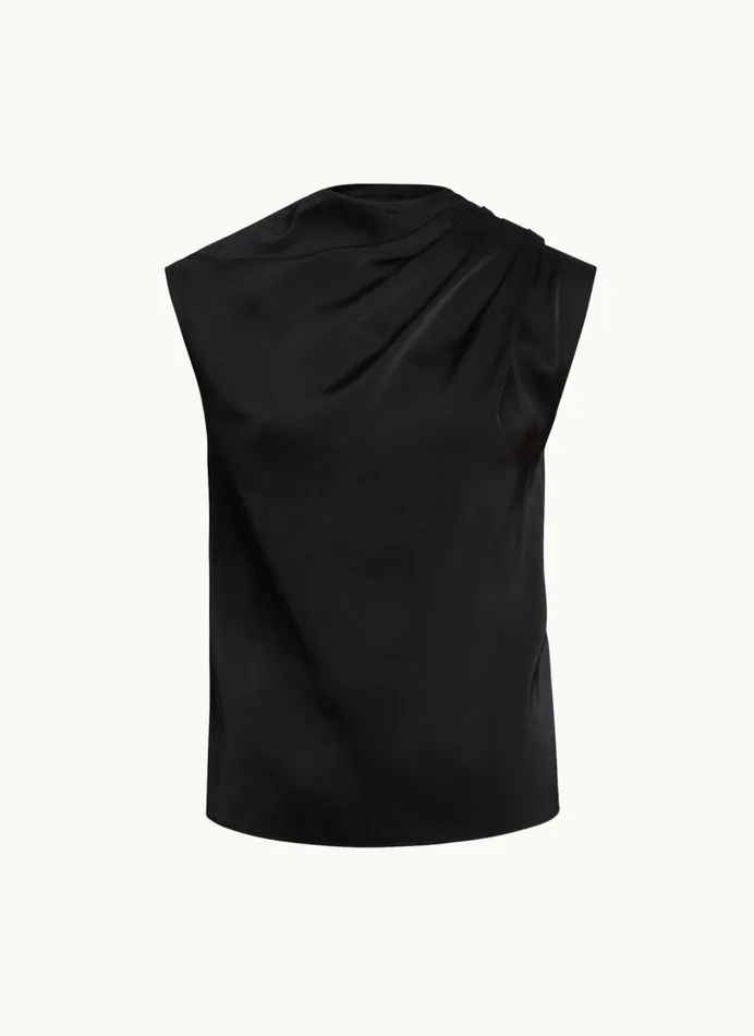 Women Donna Karan Sweaters And Tops SLEEVELESS DRAPED MOCKNECK TOP Black