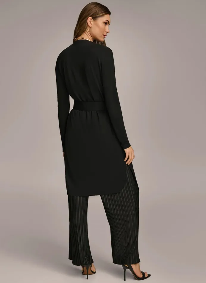 Women Donna Karan Sweaters And Tops TIE WAIST CARDIGAN Black