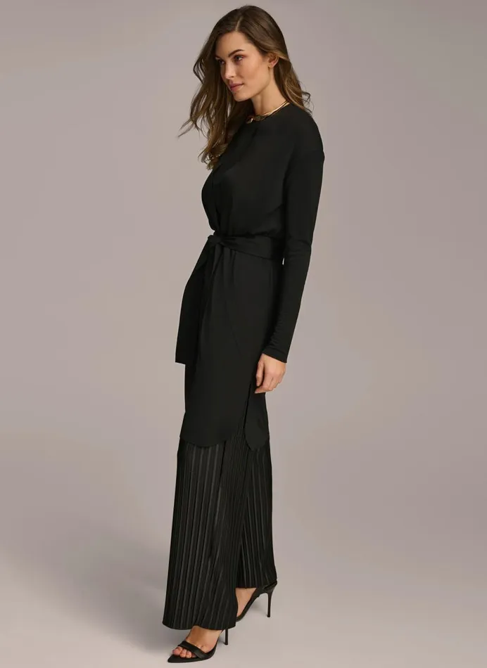 Women Donna Karan Sweaters And Tops TIE WAIST CARDIGAN Black