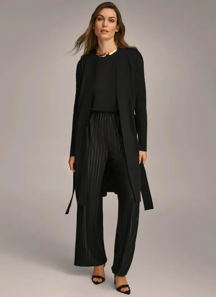Women Donna Karan Sweaters And Tops TIE WAIST CARDIGAN Black