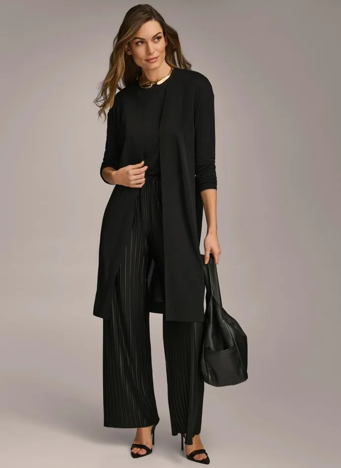 Women Donna Karan Sweaters And Tops TIE WAIST CARDIGAN Black