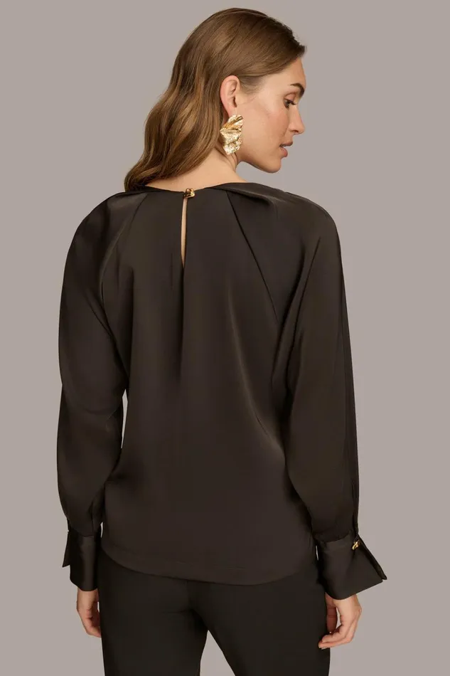 Women Donna Karan Sweaters And Tops TOP WITH CHAIN HARDWARE Black