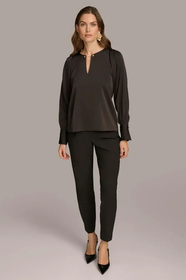 Women Donna Karan Sweaters And Tops TOP WITH CHAIN HARDWARE Black