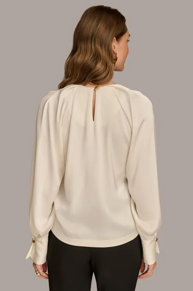 Women Donna Karan Sweaters And Tops TOP WITH CHAIN HARDWARE Ivory