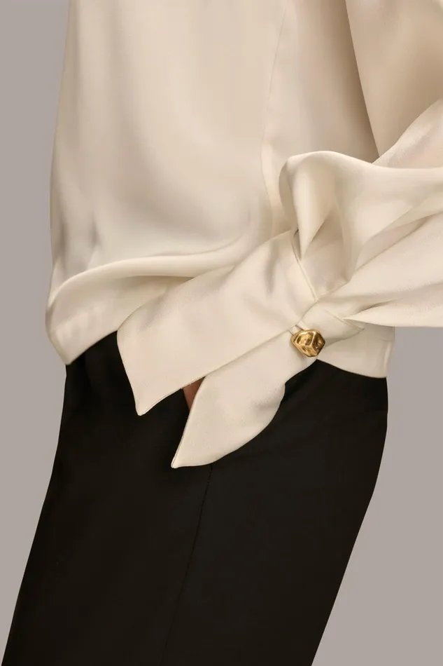 Women Donna Karan Sweaters And Tops TOP WITH CHAIN HARDWARE Ivory