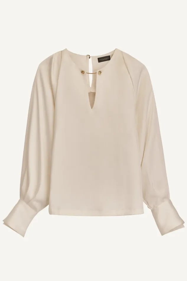 Women Donna Karan Sweaters And Tops TOP WITH CHAIN HARDWARE Ivory