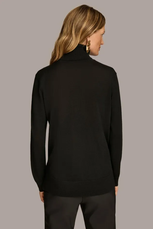 Women Donna Karan Sweaters And Tops TURTLE NECK HIGH LOW TOP Black