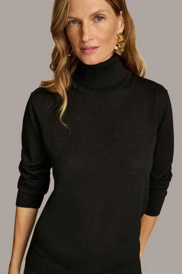 Women Donna Karan Sweaters And Tops TURTLE NECK HIGH LOW TOP Black