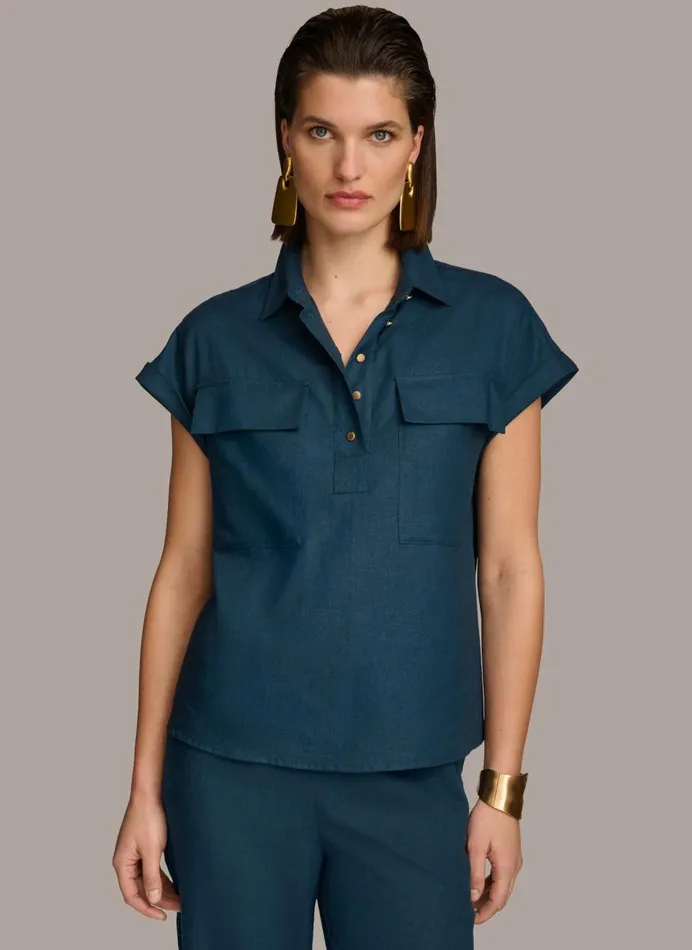 Women Donna Karan Sweaters And Tops UTILITY TOP Tide