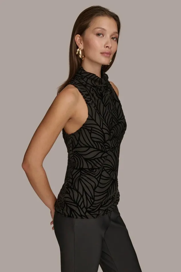 Women Donna Karan Sweaters And Tops VELVET BURNOUT TOP Black