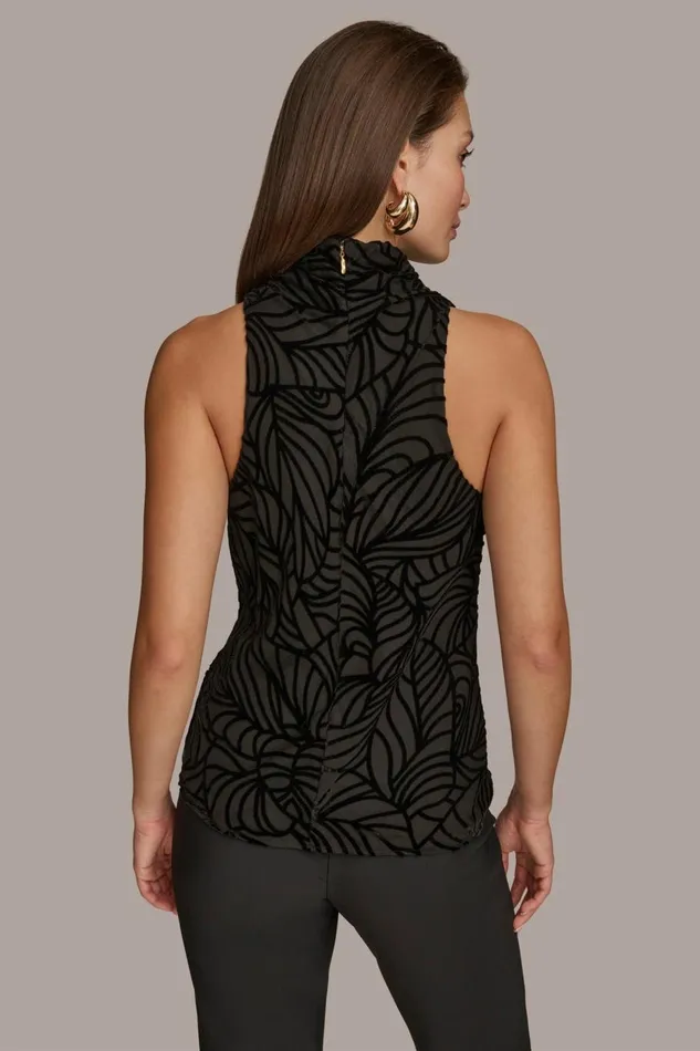 Women Donna Karan Sweaters And Tops VELVET BURNOUT TOP Black