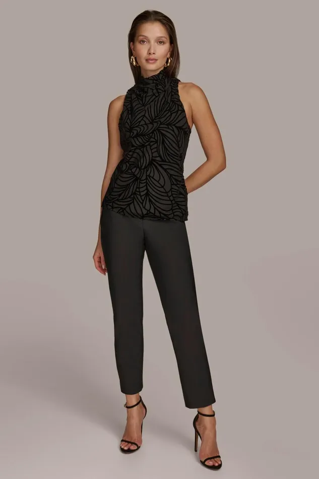 Women Donna Karan Sweaters And Tops VELVET BURNOUT TOP Black