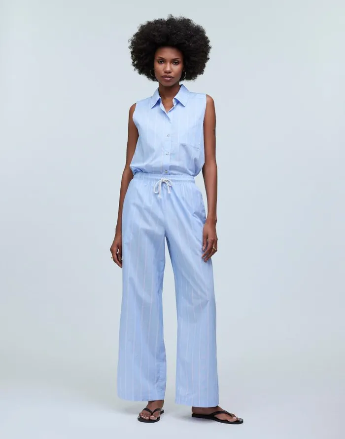 Women Donni Stripe Pop Pants Tomato Pinstripe Madewell Pants