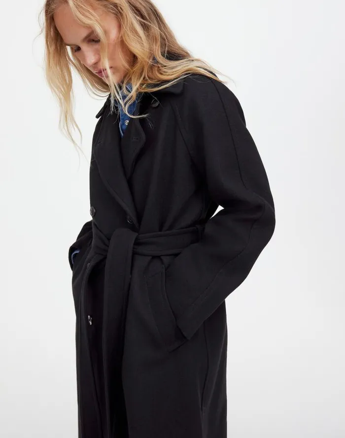 Women DoubleBreasted Trench Coat True Black Madewell Coats Jackets