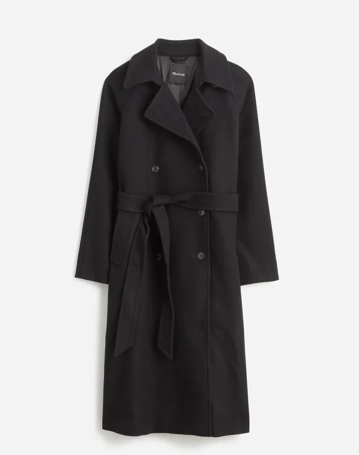 Women DoubleBreasted Trench Coat True Black Madewell Coats Jackets