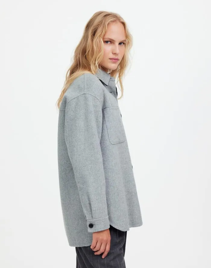 Women DoubleFaced Long ShirtJacket Heather Coal Madewell Coats Jackets