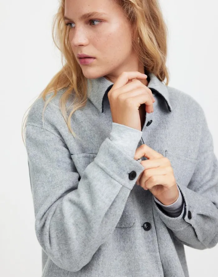 Women DoubleFaced Long ShirtJacket Heather Coal Madewell Coats Jackets