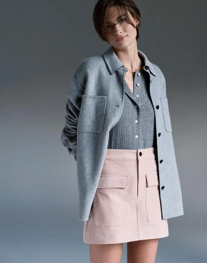 Women DoubleFaced Long ShirtJacket Heather Coal Madewell Coats Jackets