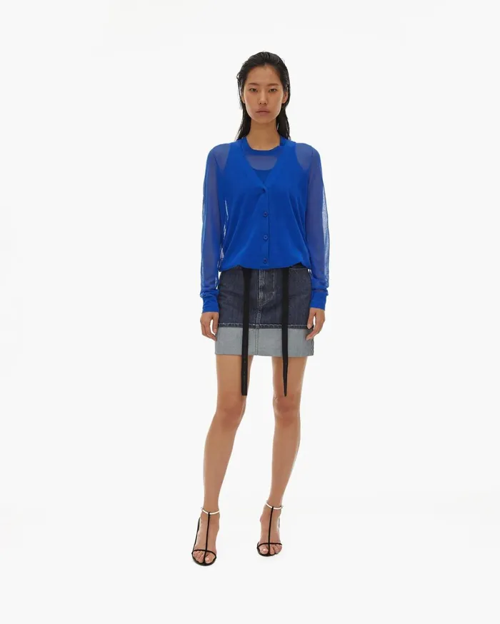 Women Double Layer Top Azurite Helmut Lang Sweaters