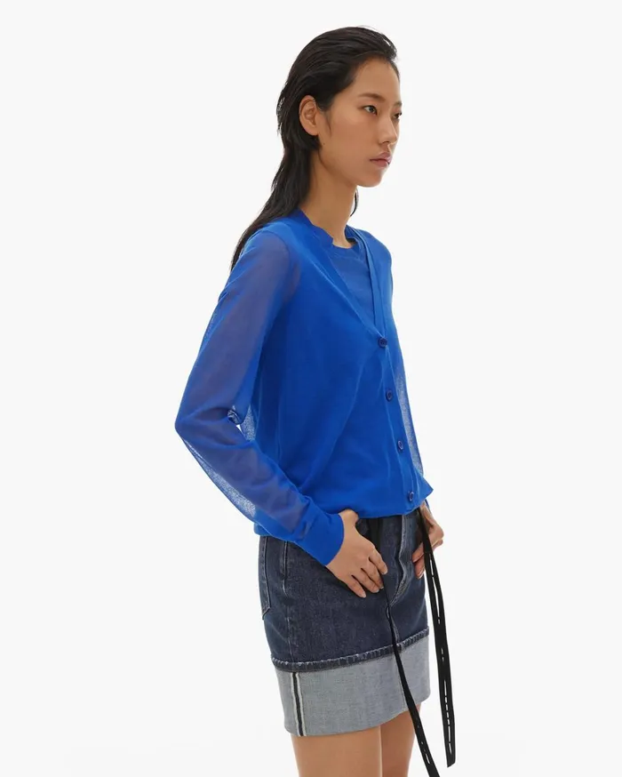 Women Double Layer Top Azurite Helmut Lang Sweaters