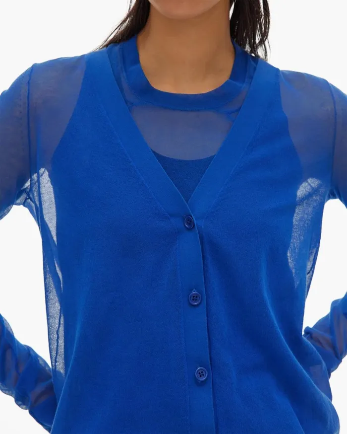 Women Double Layer Top Azurite Helmut Lang Sweaters