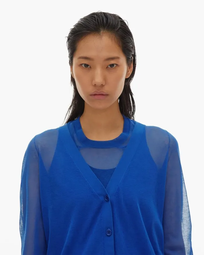 Women Double Layer Top Azurite Helmut Lang Sweaters