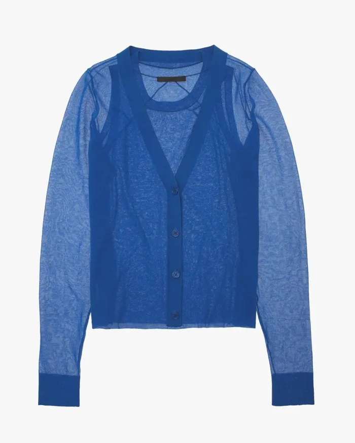 Women Double Layer Top Azurite Helmut Lang Sweaters