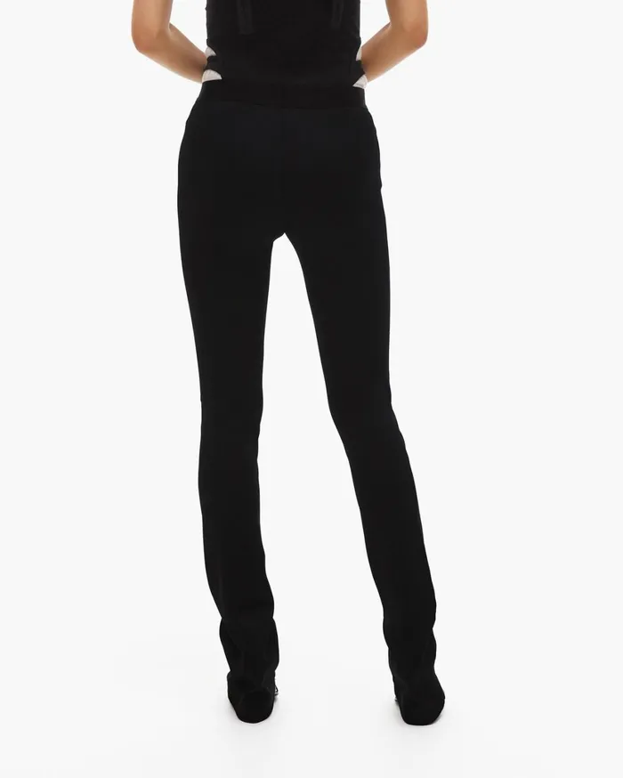 Women Double Needle Rib Flare Legging Black Helmut Lang Pants