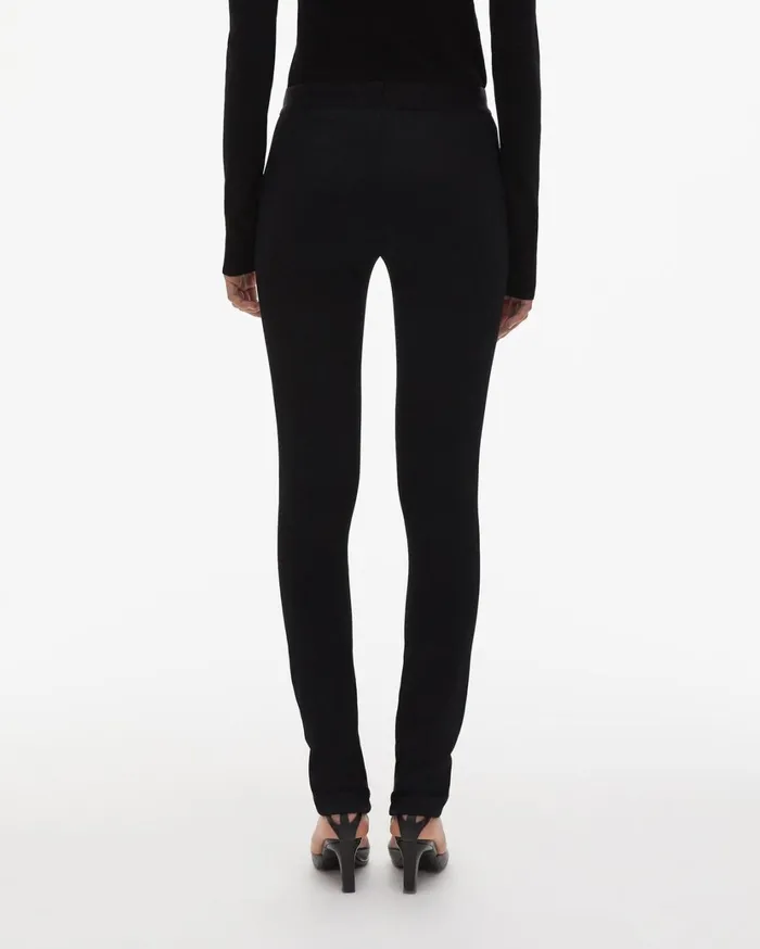 Women Double Needle Rib Legging Black Helmut Lang Pants