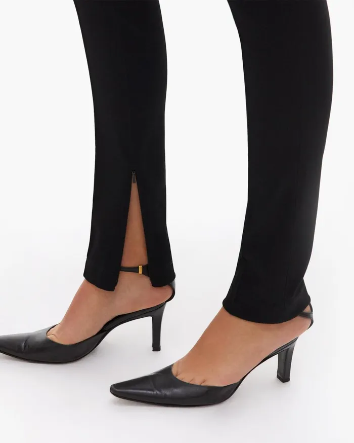 Women Double Needle Rib Legging Black Helmut Lang Pants