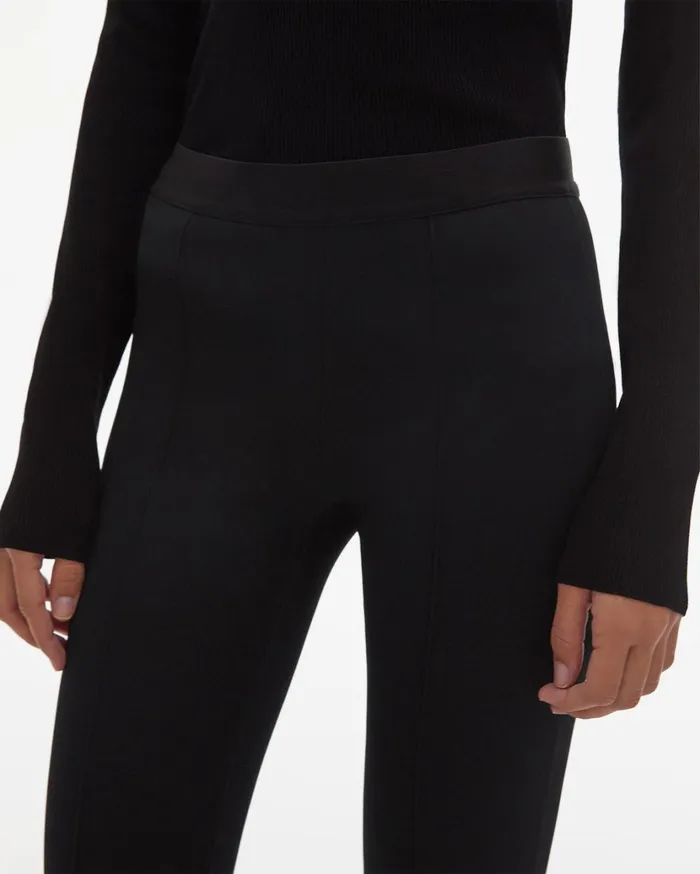 Women Double Needle Rib Legging Black Helmut Lang Pants