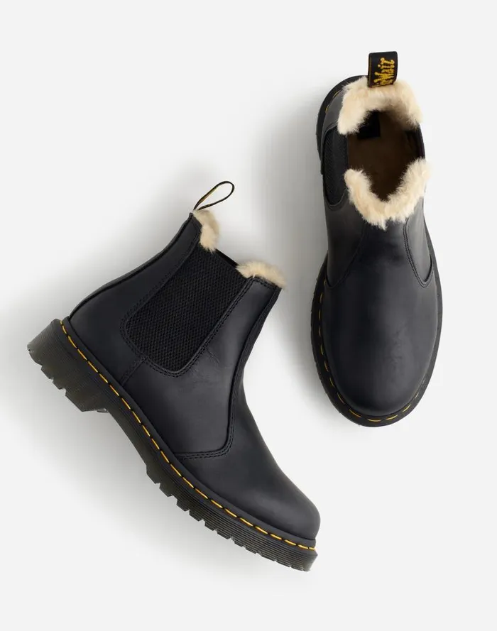 Women Dr Martens 2976 Lenore Faux FurLined Chelsea Boots Black Wyoming Madewell Boots