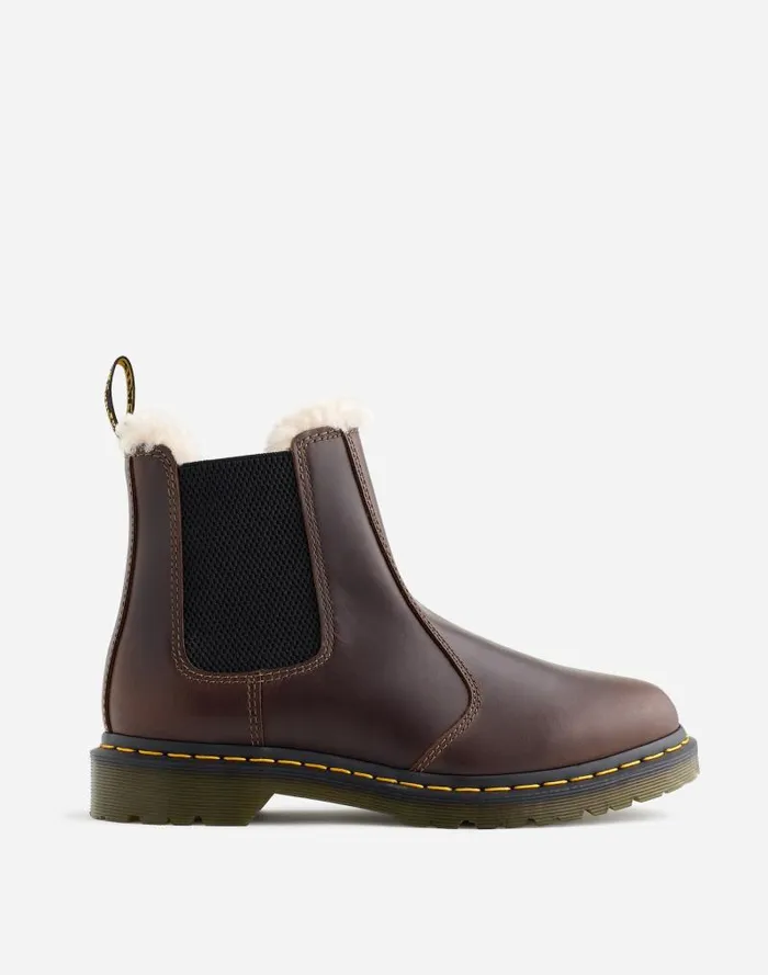 Women Dr Martens 2976 Lenore Faux FurLined Chelsea Boots Dark Khaki Orleans Madewell Boots