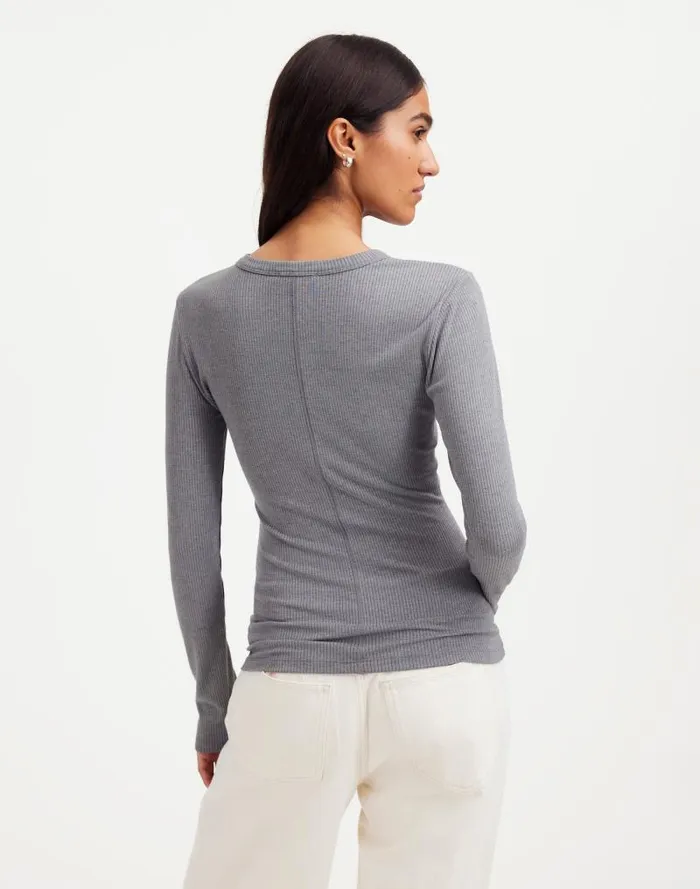 Women Drapey Rib LongSleeve Tee Hthr Black Charcoal Madewell Tees