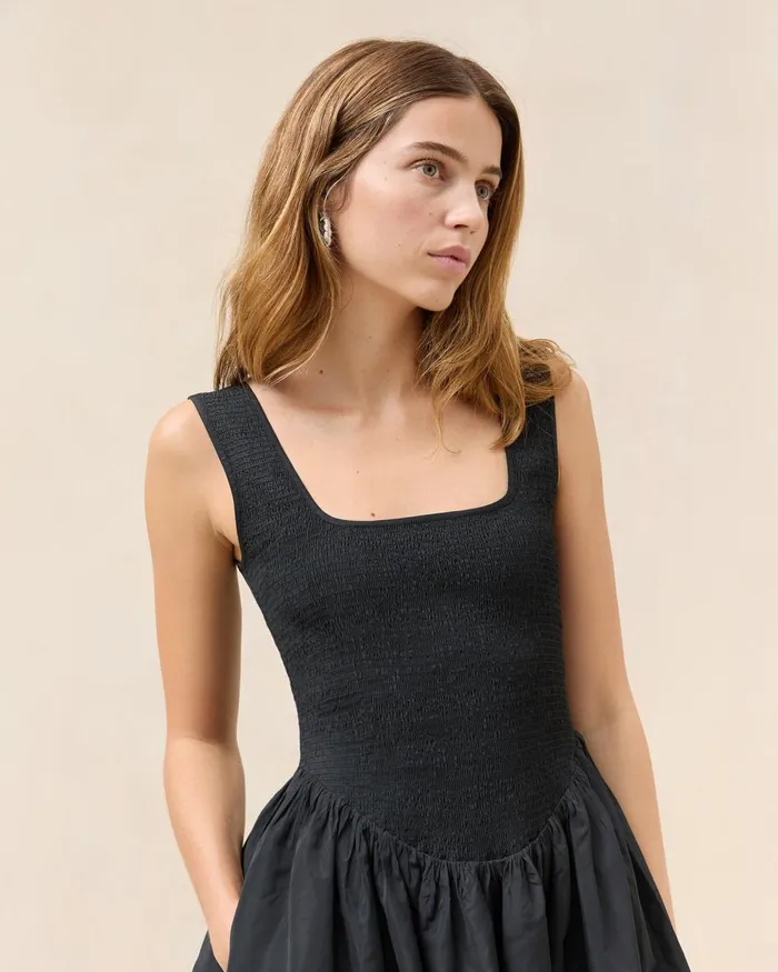 Women Dresses Loeffler Randall Estelle Black Smocked Dress Women Dresses Loeffler Randall Estelle Black Smocked Dress