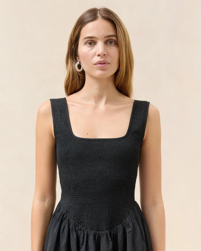 Women Dresses Loeffler Randall Estelle Black Smocked Dress Women Dresses Loeffler Randall Estelle Black Smocked Dress