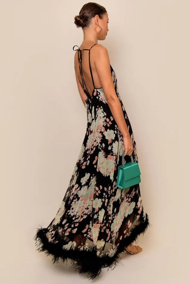 Women Dresses RIXO Amaryllis Black Watercolour Blossom Women Dresses RIXO Amaryllis Black Watercolour Blossom