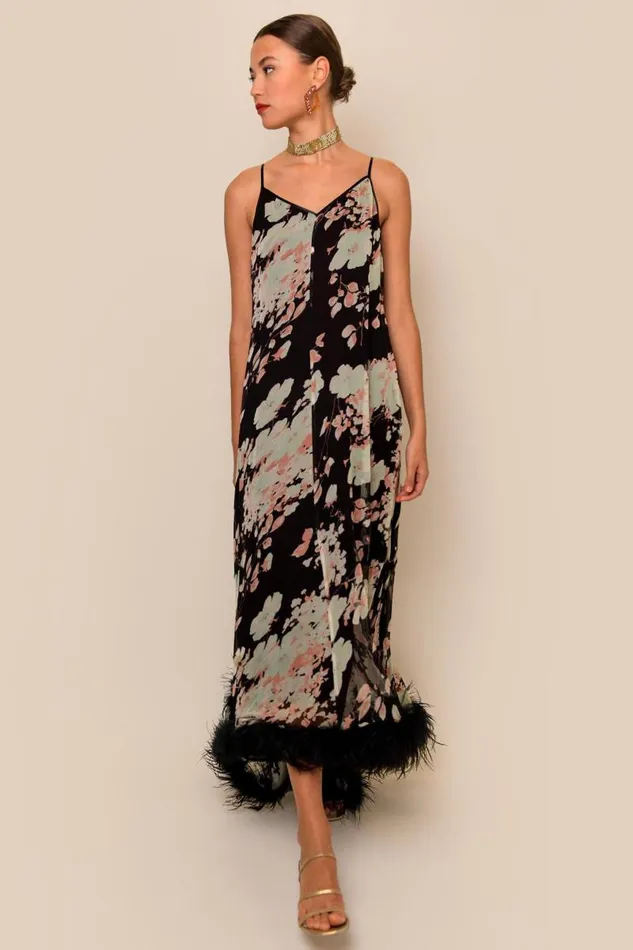 Women Dresses RIXO Amaryllis Black Watercolour Blossom Women Dresses RIXO Amaryllis Black Watercolour Blossom