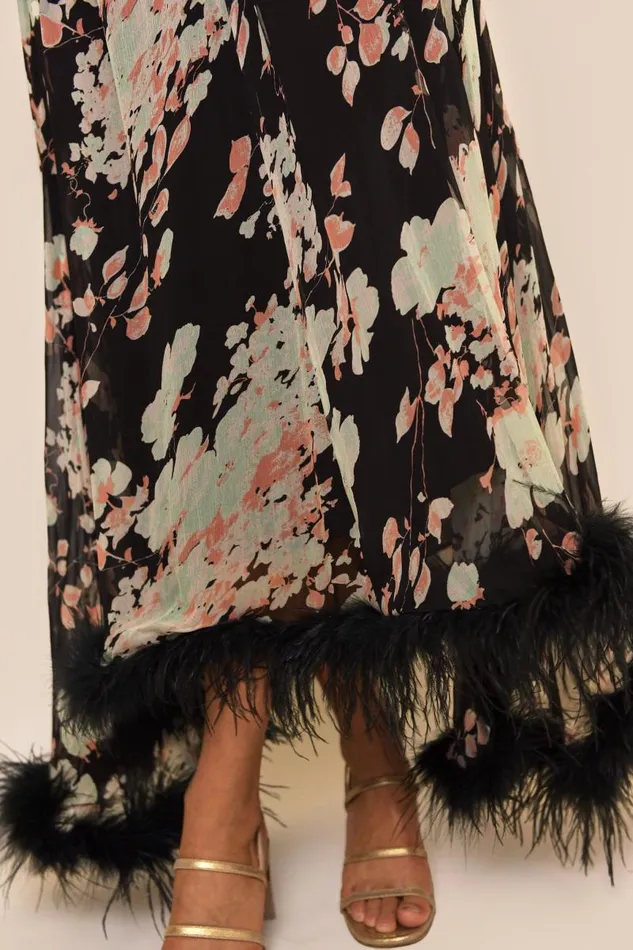 Women Dresses RIXO Amaryllis Black Watercolour Blossom Women Dresses RIXO Amaryllis Black Watercolour Blossom