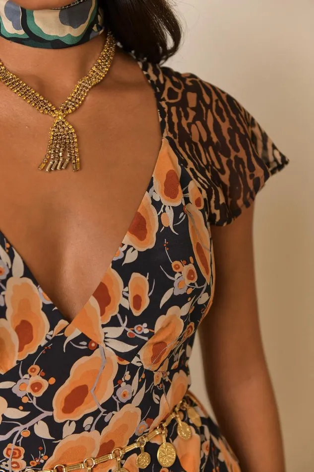 Women Dresses RIXO Angelina Sienna Starlet Floral Leopard Mix Women Dresses RIXO Angelina Sienna Starlet Floral Leopard Mix
