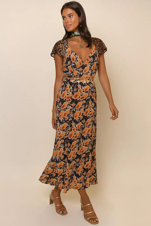 Women Dresses RIXO Angelina Sienna Starlet Floral Leopard Mix Women Dresses RIXO Angelina Sienna Starlet Floral Leopard Mix